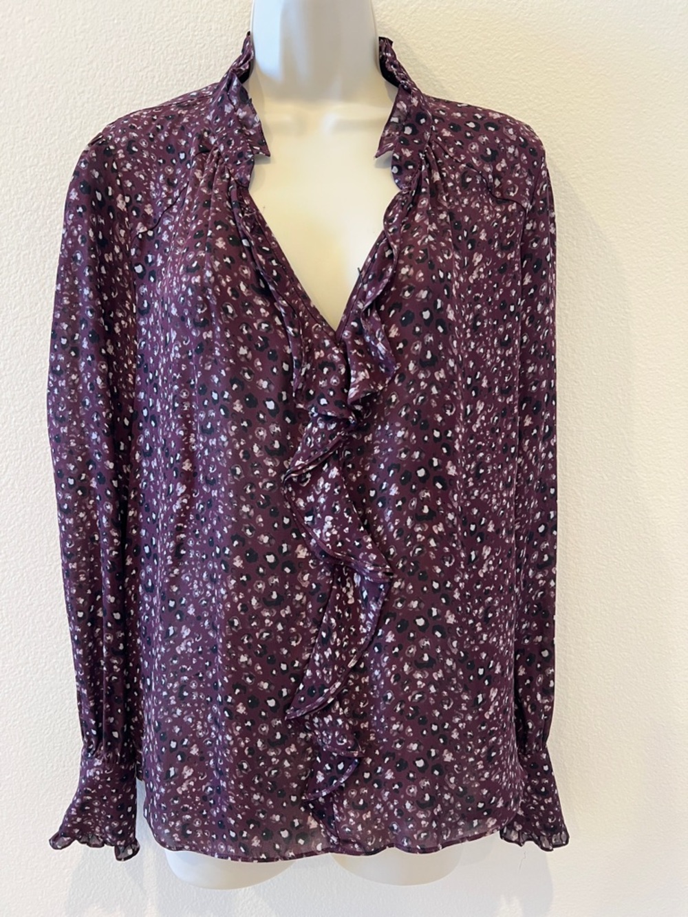 Parker Plum Floral Ruffle V-Neck Blouse